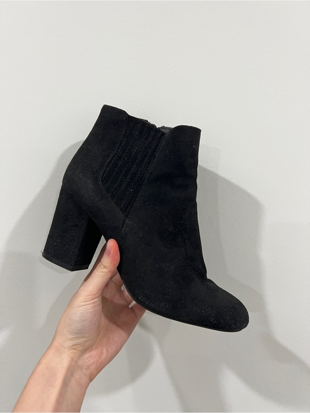 Call It Spring Black Suede Block Heel Ankle Booties